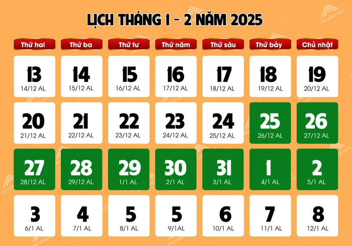 Lịch nghỉ Tết Nguyên Đán Năm 2026